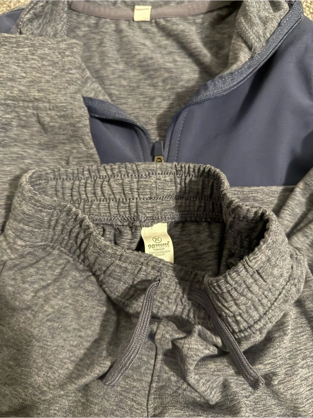 90 Degree By Reflex Grey and Navy Kids Zip-Up Matching Set